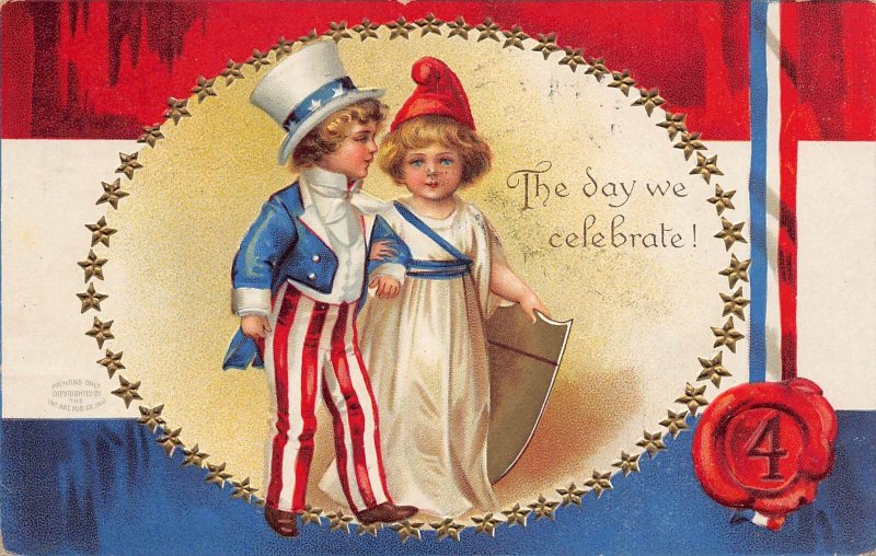 J79/ Patriotic Postcard c1910 Fourth of July 4th Uncle Sam Kids 162