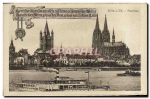 Postcard Old Rh Koln Dom Panorama Boat