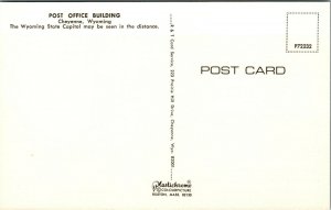 Vtg Cheyenne Wyoming WY Post Office Building Street View State Capitol Postcard