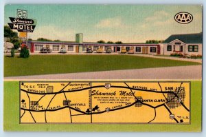 San Jose California CA Postcard Shamrock Motel El Camino Real c1940's Vintage