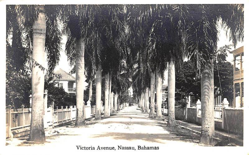 Nassau Bahamas Victoria Avenue Real Photo Postcard