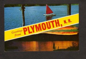 NH Greetings From Plymouth New Hampshire Postcard Sailboat Pond