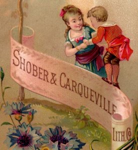 1880s Shober & Carqueville Lith. Co. Adorable Children Forest Flowers &Z