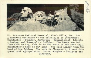 Postcard RPPC 1940s South Dakota Mount Rushmore National Memorial 23-13348