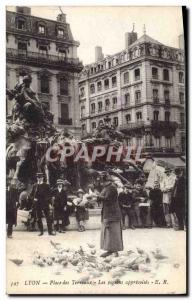 Old Postcard Dove Pigeon Lyon Place Bellecour The tame pigeons