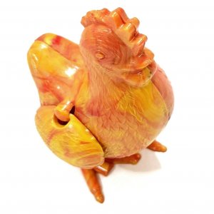 1950s Celluloid Chicken Hen Laying Egg Orange Yellow Tie Die Moveable Wings 3