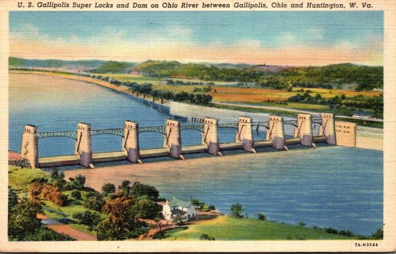 U S Gallipolis Super Locks and Dam On Ohio River Between Gallipolis Ohio and ...
