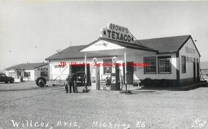 AZ, Willcox, Arizona, RPPC, Brown's Texaco Gas Station, JVC Photo No 14-N