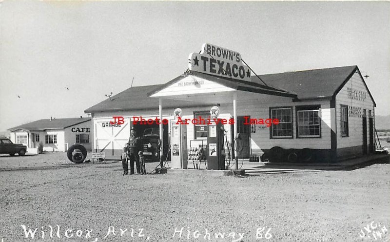 AZ, Willcox, Arizona, RPPC, Brown's Texaco Gas Station, JVC Photo No 14-N