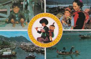 Poverty Floating Garden of Chldren Population Hong Kong Postcard