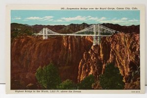 Suspension Bridge over The Royal Gorge, Canon City Colorado Postcard C13