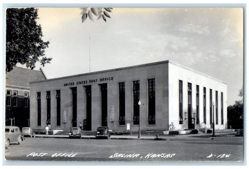 c1940's Post Office Building Cars Salina Kansas KS RPPC Photo Vintage Postcard