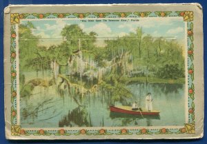 Picturesque Tropical Florida fl Oranges Lake Shore Beaches postcard folder 