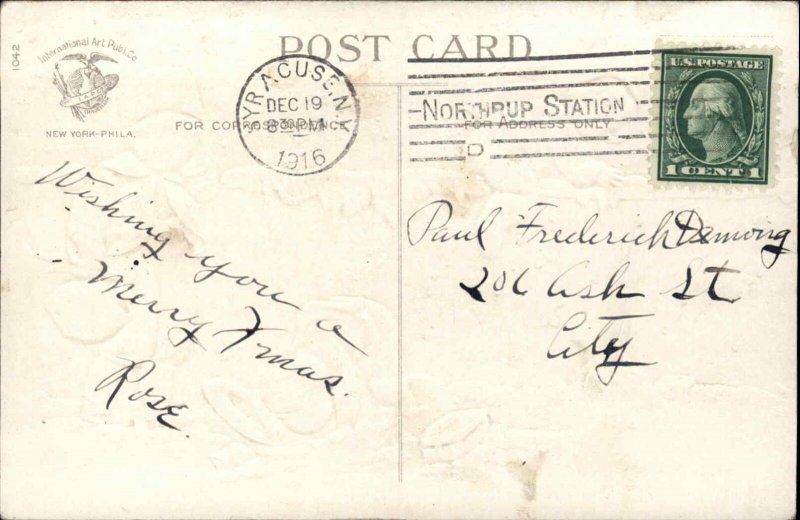 Christmas Children Climb Wall in Snow Ellen Clapsaddle c1910 Postcard 