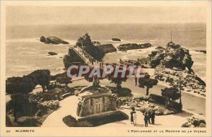 Old Postcard Biarritz Esplanade and the Rock of the Virgin