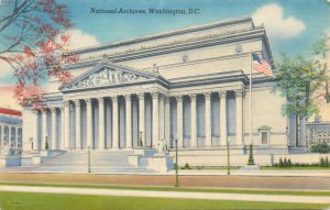 United States Washington D.C. National Archives Linen Postcard