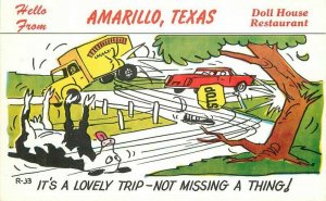 Amarillo Texas 1950s Rte 66 Doll House Restaurant Advertising Postcard 21-12482