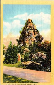 Sugar Loaf Rock Mackinac Island Michigan MI UNP Unused Linen Postcard L1