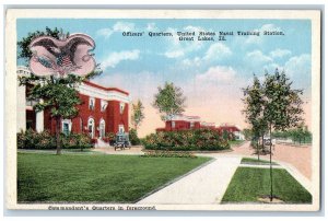 c1950 Officers Quarters US Naval Training Station View Great Lake IL Postcard