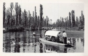 XOCHIMILCO MEXICO CITY MEXICO~GONDOLA-BOAT~REAL PHOTO POSTCARD