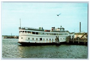 c1960 Ferryboat Quonset New London Docked Point Judith Vintage Antique Postcard