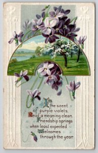 Purple Violet Greetings 1918 San Simon to Flagstaff AZ Postcard E27