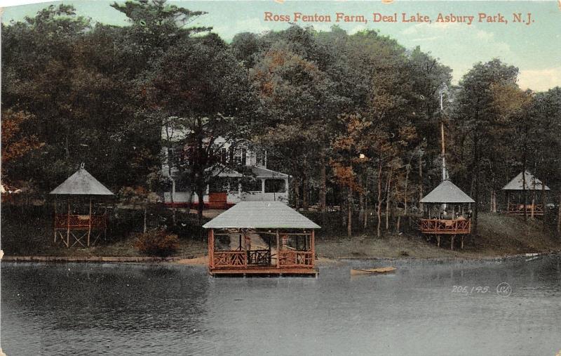 Asbury Park New Jersey~Ross Fenton Farm on Deal Lake~Gazebos~1909 Postcard