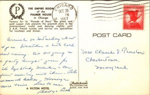 Empire Room Palmer House Chicago 1967 Cancel Wob Note Parade Stars Postcard