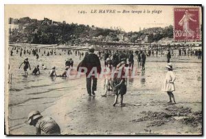 Old Postcard Le Havre Good time at the beach