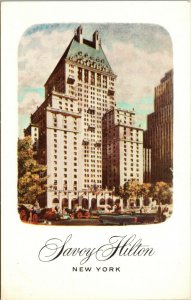 Vtg 1950s Savoy Hilton Fifth Avenue Central Park New York City NY Postcard