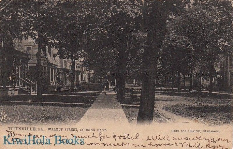 Postcard Walnut Street Looking East Titusville PA