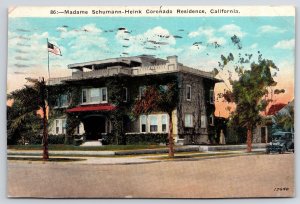 1926 Madame Schumann-Heink Coronado Residence California CA Posted Postcard