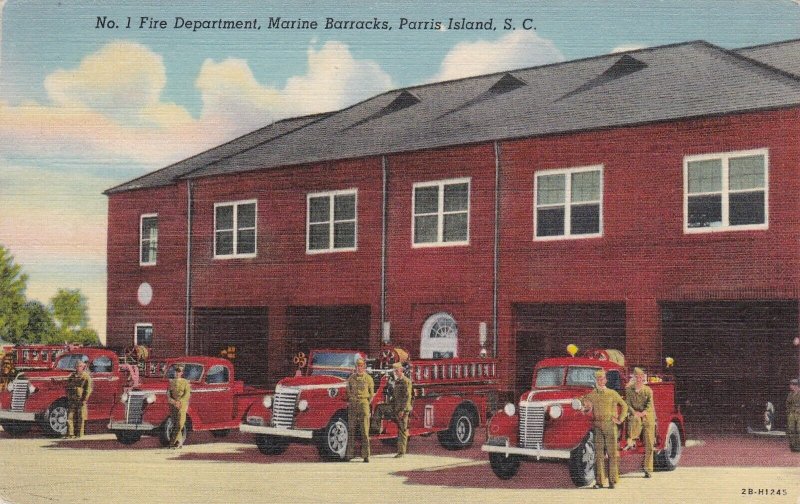South Carolina Parris Island No 1 Fire Department Marine Barracks Curteich s5806