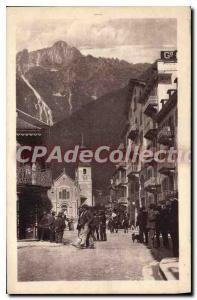 Old Postcard Chamonix Place De I'Eglise And Brevent