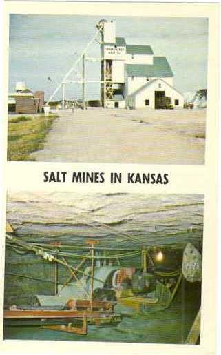 Salt Mines in Central Kansas, KS, Plants in Hutchinson, Lyons and Kanopolis, Chr