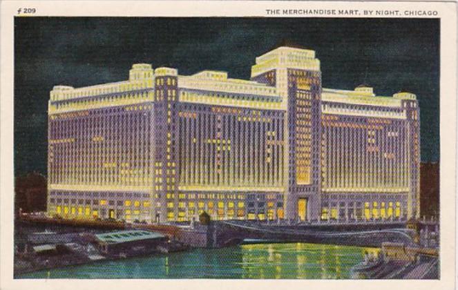 Illinois Chicago The Merchandise Mart By Night