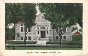 Vintage Postcard 1907 View of Waupun Public Library Waupun Wisconsin WI