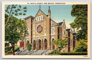 St. Mary's Church New Britain Connecticut Plants & Religious Building Postcard