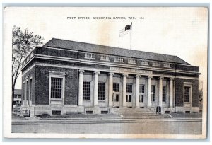 c1940 Post Office Wisconsin Exterior Building Rapids Wisconsin Vintage Postcard 