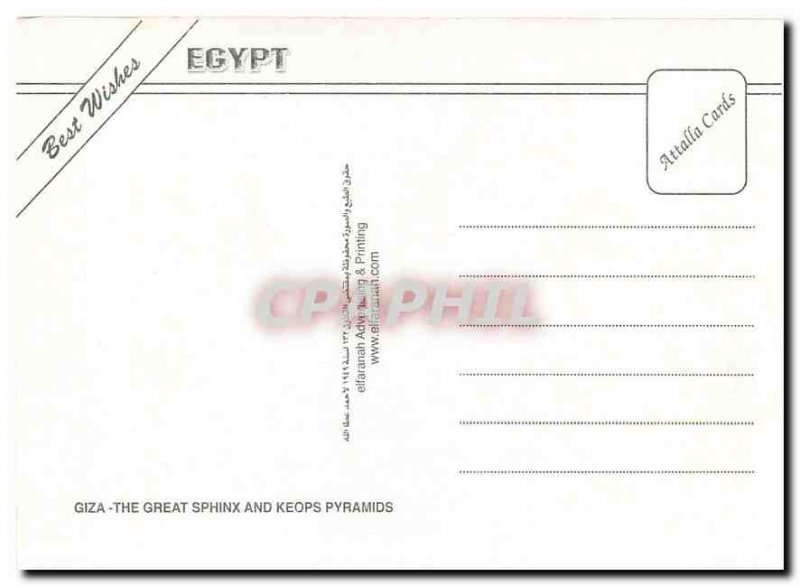 Postcard Modern Egypt Giza The Great Sphinx and Cheops Pyramids