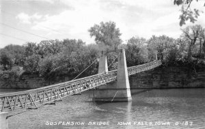 Cook Iowa Falls Iowa D-187 1940s Suspension Bridge RPPC Photo Postcard 21-3642