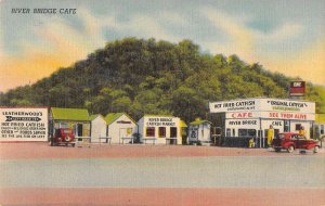 Weatherford Texas River Bridge Cafe Linen Vintage Postcard AA29334
