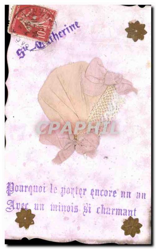 Old Postcard Fancy Embroidery Bonnet St Catherine