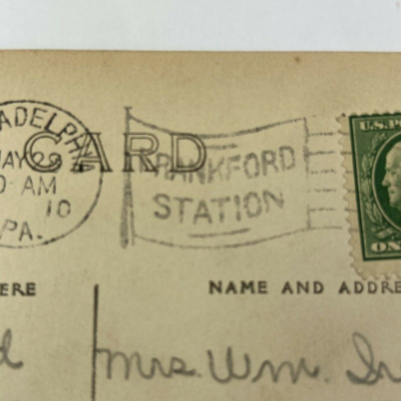 1910 Valley Forge Dam Frankford Station Cancel PA Pennsylvania River Postcard