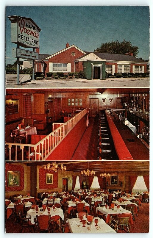 Postcard IL Morton Grove Vosnos Restaurant Cocktail Lounge Multiview  F06