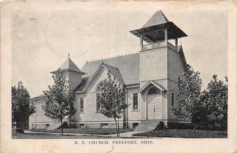 D27/ Freeport Ohio Postcard 1916 M.E. Church Building