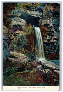 1909 Falling Springs Falls Big Stones Forest West Union Iowa IA Antique Postcard