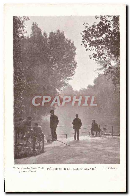 Old Postcard Photography Leveque fishing on Lake St Mande Fisherman