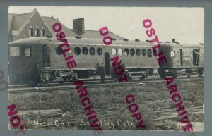 Sterling COLORADO RPPC 1910 MCKEEN MOTOR CAR Railroad DEPOT Train Station UP RR