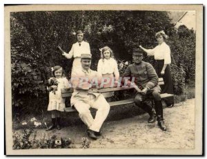 PHOTO on rigid support militaria Soldiers and children